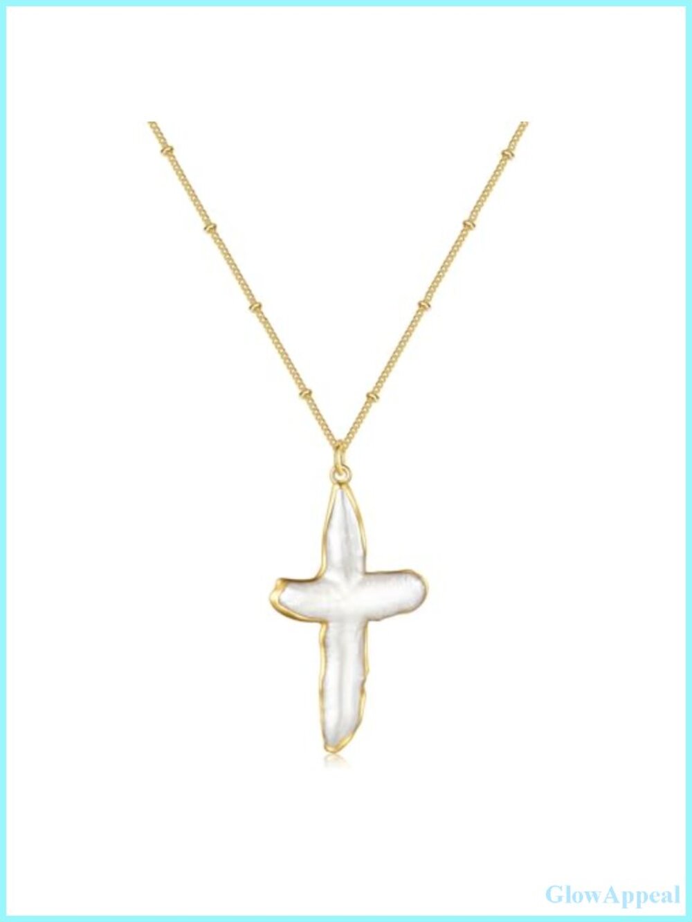 Chunky Baroque Freshwater Pearl Cross Necklace 18K Gold Plated Adjustable